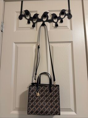 Marc Jacobs Black Patterned Satchel with Gold Hardware
